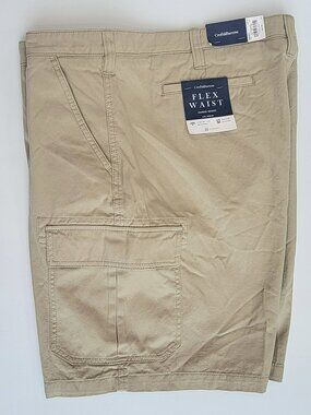 Croft & Barrow Cargo Shorts Mens Size 42 Flex Waist Tan 8.5" Inseam NWT